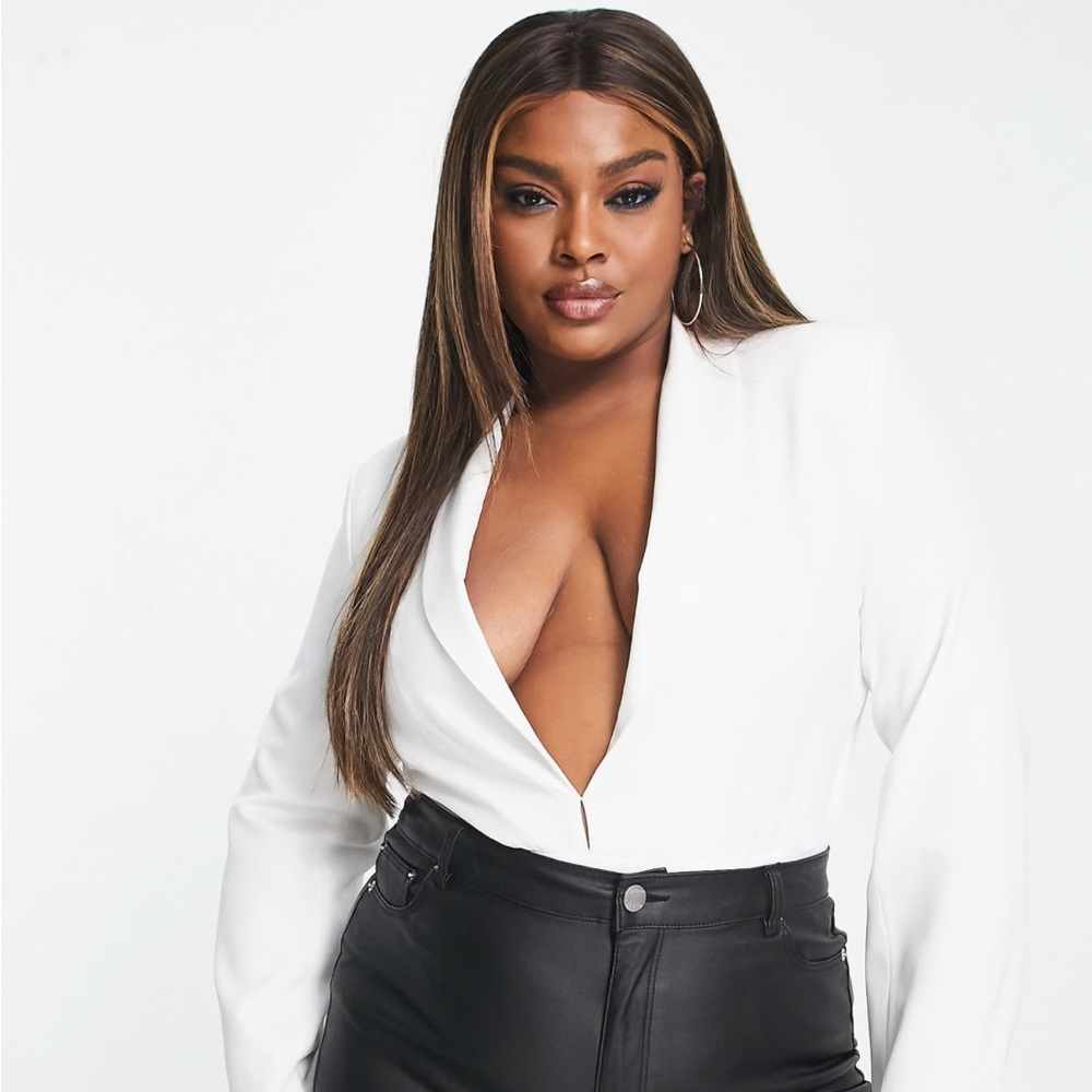 Unique21 Hero Plus plunge tailored bodysuit in white